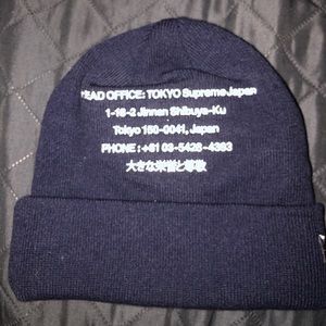 Navy Blue Supreme Address Beanie
